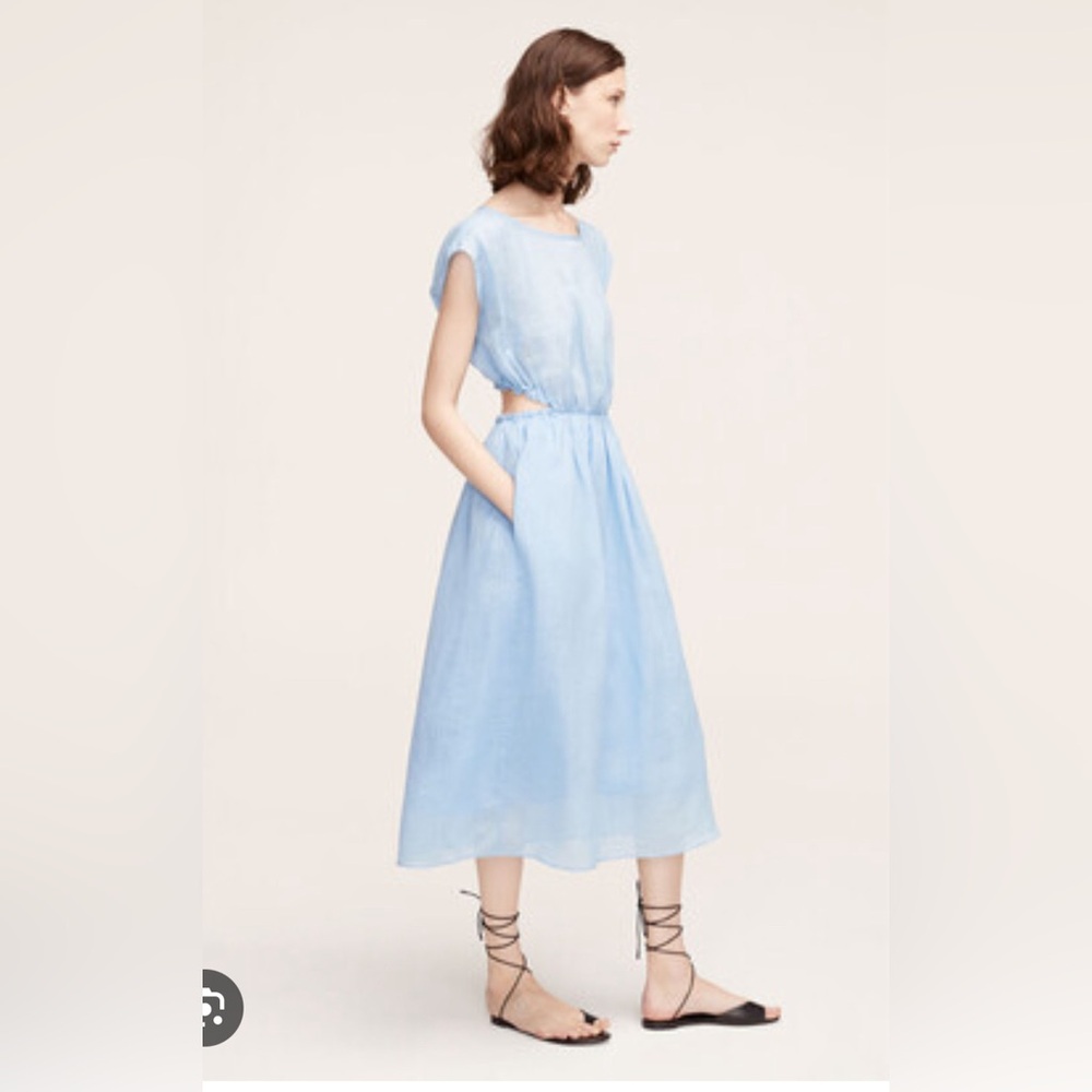 NWT Rebecca Taylor Ramie Blue Linen Dress